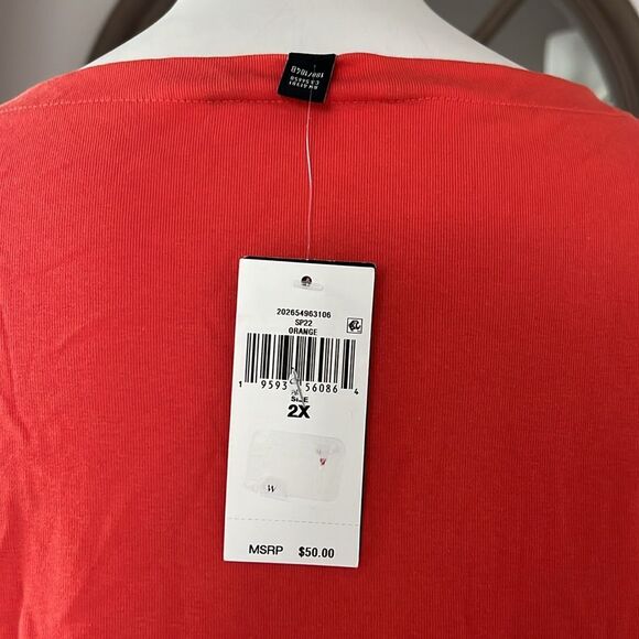 Ralph Lauren Plus Size Boatneck Elbow-Sleeve Top, Boatneck Orange Size 2X NEW - Picture 14 of 15